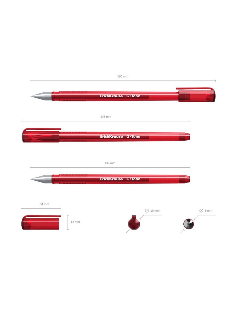 ErichKrause Gel ink pen G-Tone Stick Original 0.5, ink color: red (box 12 pcs.) - Image 4