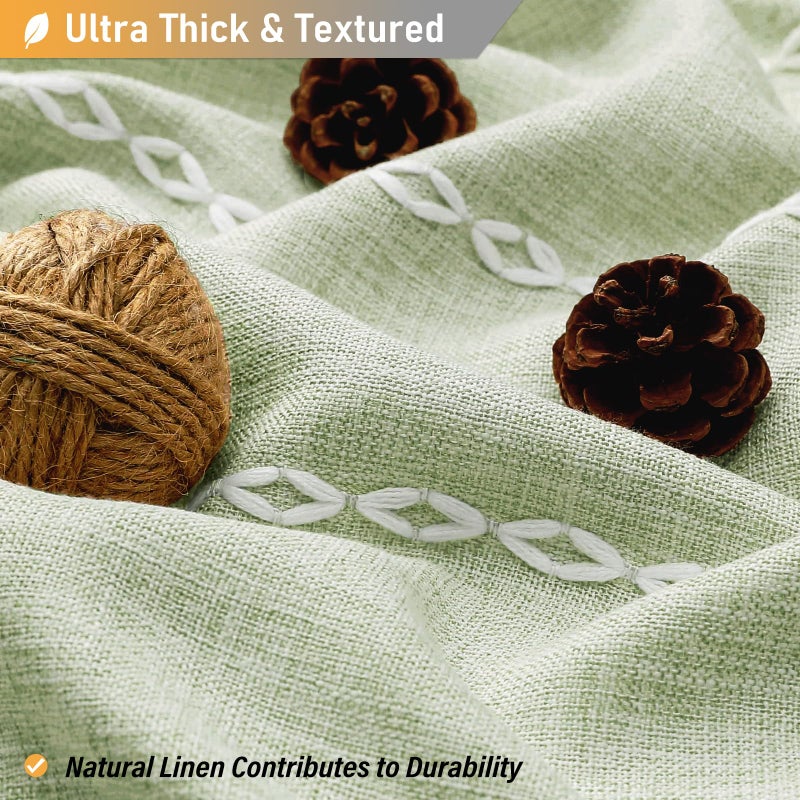 BTTN Sage Green Farmhouse Shower Curtain, Boho Linen Striped Heavy Duty Fabric Shower Curtain Set with Tassel, Bohemian Country Thick Shower Curtain for Bathroom, Wrinkle Free, Water Repellent, 72x72 - Image 3