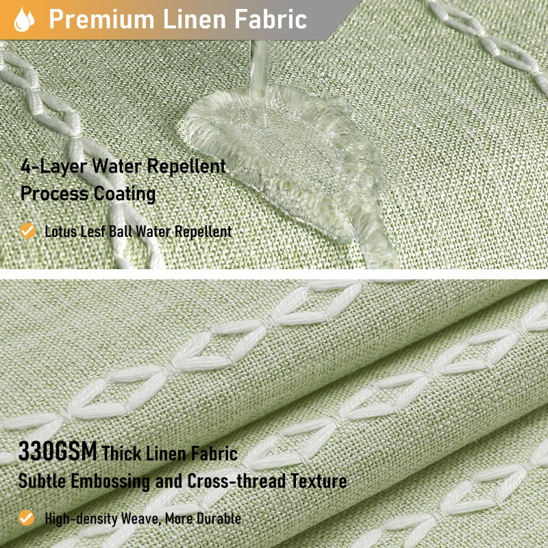 BTTN Sage Green Farmhouse Shower Curtain, Boho Linen Striped Heavy Duty Fabric Shower Curtain Set with Tassel, Bohemian Country Thick Shower Curtain for Bathroom, Wrinkle Free, Water Repellent, 72x72 - Image 4