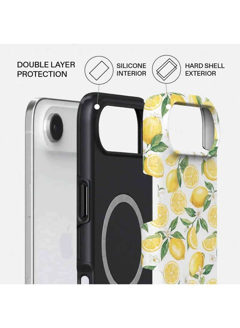 Mobcos iPhone 17 Air Lemon Daisy Premium Case Compatible with Hybrid Dual-Layer Hard Shell + Silicone Protection - Scratch-Resistant Shockproof Mobile Cover