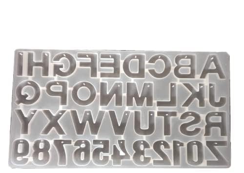 KIRA Store Box Silicone Deepen Letter Molds for Resin, Backward Resin Casting Big Alphabet Number Molds, Reusable Epoxy Molds for DIY Keychain Pendant Earring Chololate Cake (Alphabet Mold with Hole) - Image 2