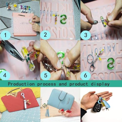 KIRA Store Box Silicone Deepen Letter Molds for Resin, Backward Resin Casting Big Alphabet Number Molds, Reusable Epoxy Molds for DIY Keychain Pendant Earring Chololate Cake (Alphabet Mold with Hole) - Image 4