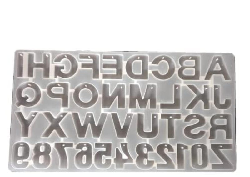 KIRA Store Box Silicone Deepen Letter Molds for Resin, Backward Resin Casting Big Alphabet Number Molds, Reusable Epoxy Molds for DIY Keychain Pendant Earring Chololate Cake (Alphabet Mold with Hole) - Image 1