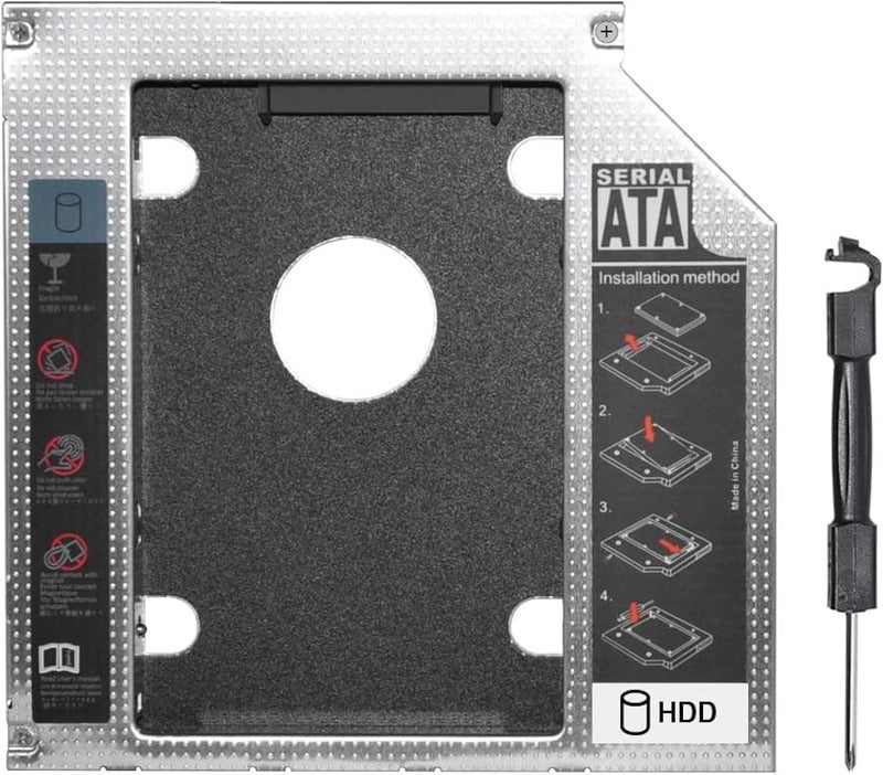 محول حافظة قرص صلب X1128 CD/DVD-ROM محرك أقراص ضوئي باي ساتا من الألومنيوم للهارد SSD الثاني وهارد HDD للابتوب العالمي (12.7 ملم) - Image 1