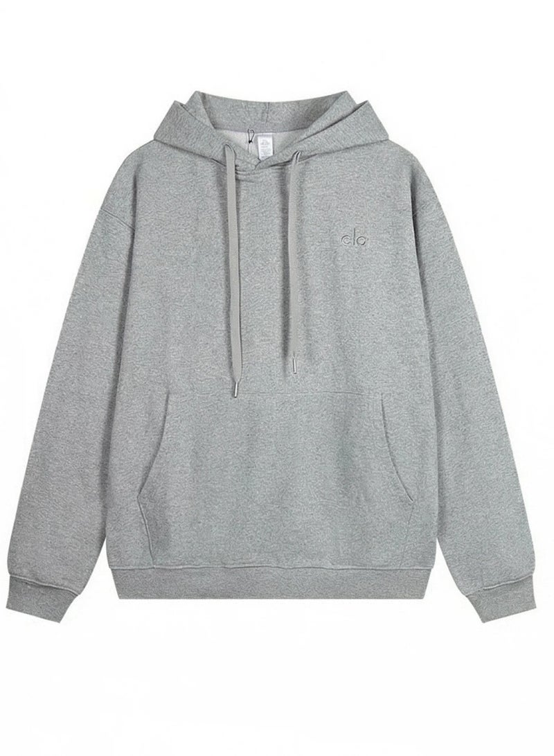 Alo Yoga Alo Unisex American Vintage Hoodie - Solid Color Loose Fit Cotton Hooded Sweatshirt for Casual & Sport Wear - Image 1