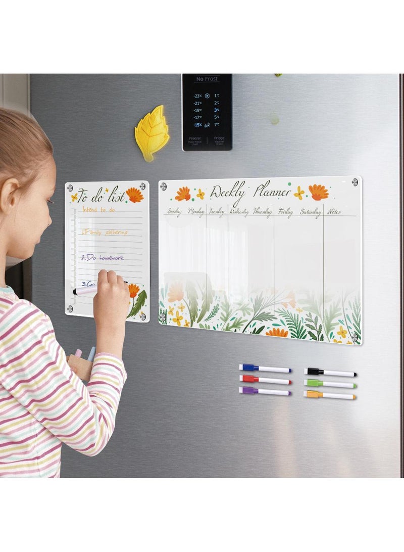 Magnetic Transparent Acrylic Week Plan Memo Message Board Erasable Magnetic Refrigerator Sticker - Image 1
