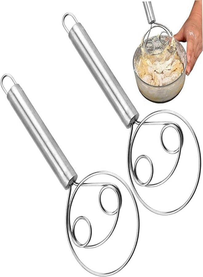 Whixant Danish Dough Whisk, Stainless Steel Dutch Style Hand Egg Bread Mixer Blender Mixer Stirrer Whisk Frother Handheld Perfect Baking Tool For Pastry or Pizza - (Pack of 2) - Image 1