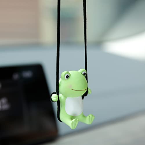 YGMONER Cute Swinging Frog Car Rear View Mirror Hanging Accessories Funny Car Interior Decor Gifts for Women Men (Frog) - Image 1