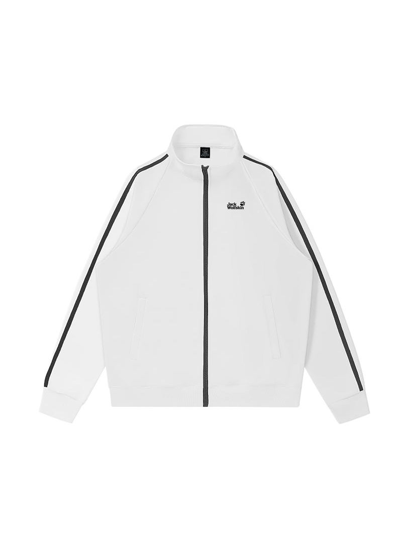 Jack Wolfskin Unisex Stand-up Collar Full-Zip Jacket with Stripes, White - Image 3