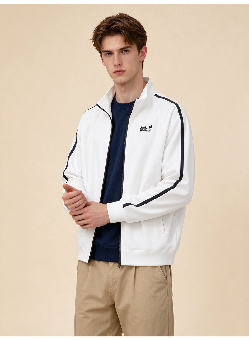 Jack Wolfskin Unisex Stand-up Collar Full-Zip Jacket with Stripes, White - Image 4