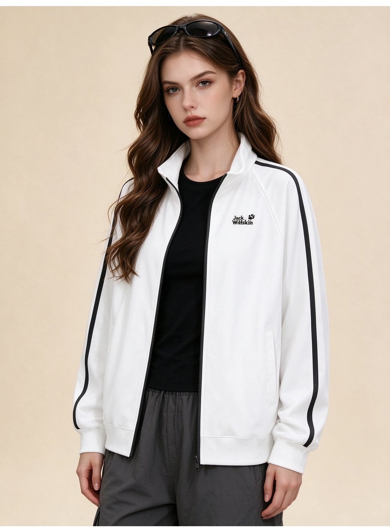 Jack Wolfskin Unisex Stand-up Collar Full-Zip Jacket with Stripes, White - Image 5