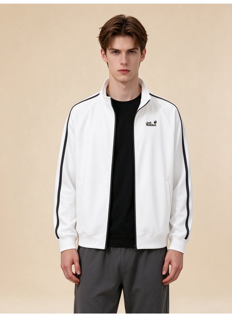 Jack Wolfskin Unisex Stand-up Collar Full-Zip Jacket with Stripes, White - Image 1