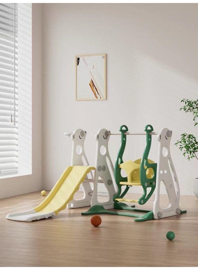 Rainbow Toys مجموعة ألعاب RBW TOYS Slide للأطفال 3 في 1 هيكل لعب خارجي زلاجة عملاقة وأرجوحة مع لعبة كرة السلة - Image 1