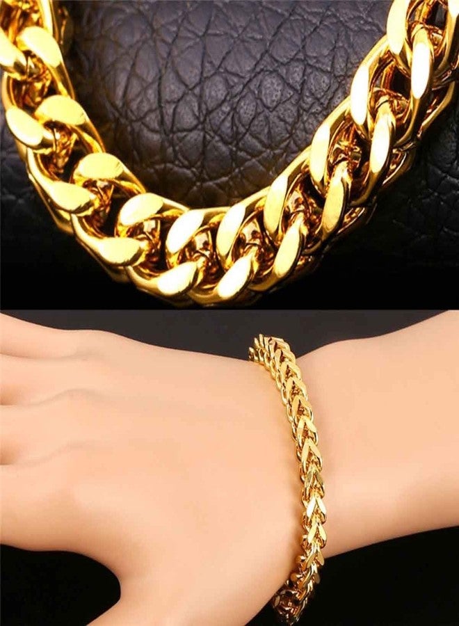 ZIVOM® 316L Stainless Steel 18K Gold Plated Wheat Design Bracelet For Men - Image 4