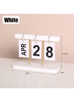 Generic 1 Piece Wood Ornaments Calendar,Wooden Flip Calendar Turn Page Month Date Display for Desk Office Home (White)  - Image 3