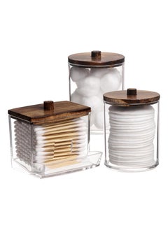 Anmi Three-Piece Pack For Storage Pharmacist Jar Organizer With Brown Wood Lid  - Image 1