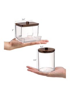 Anmi Three-Piece Pack For Storage Pharmacist Jar Organizer With Brown Wood Lid  - Image 2