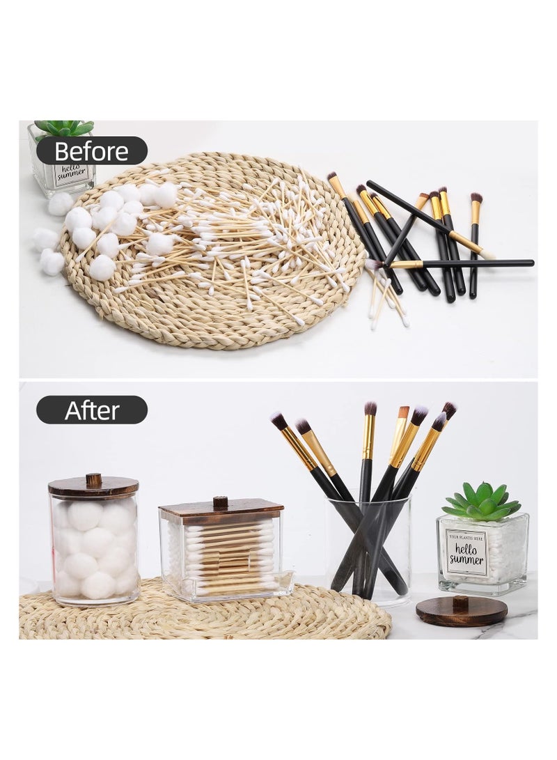 Anmi Three-Piece Pack For Storage Pharmacist Jar Organizer With Brown Wood Lid - Image 4
