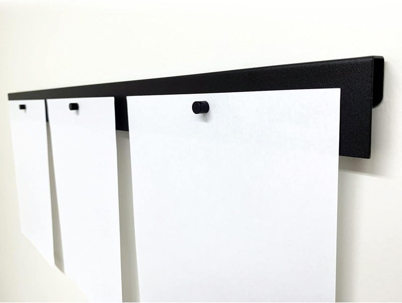 Mitus Picture Hanging System - Display Children Kid's Artwork Frame - 28" Magnetic Bar (Set of 2) Black - Image 2