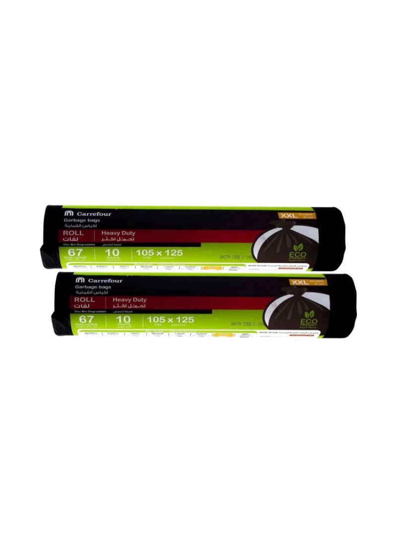 Carrefour Bio 67 Gallon Heavy Duty Garbage Bags Black XXL 10 Garbage Bags Pack of 2 