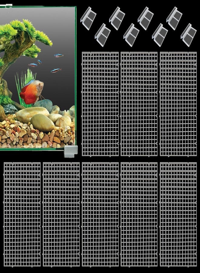 Hamiledyi Plastic Aquarium Divider with Clips Grid Panel Aquarium Lid Hood Fish Tank Divider Filter Bottom Isolation Pane Separator for Mixed Breeding(8 PCS,Transparent) - Image 1