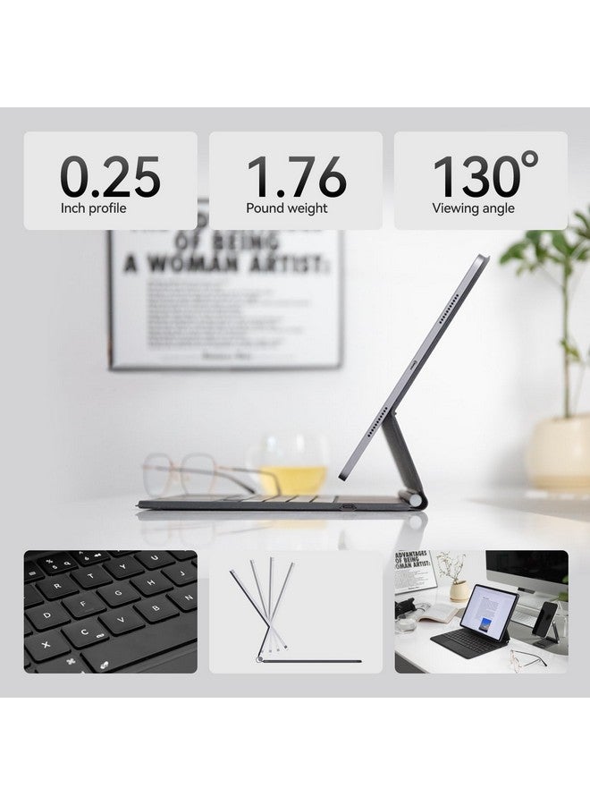 أوسدوم حافظة لوحة مفاتيح AUSDOM Magic-Style لجهاز iPad Air 13(M2) 2024 وiPad Pro 12.9 (الجيل السادس/الخامس/الرابع/الثالث)، لوحة مفاتيح لاسلكية عائمة مغناطيسية قابلة لإعادة الشحن بإضاءة خلفية مع لوحة تتبع متعددة اللمس، لون أسود  - Image 2
