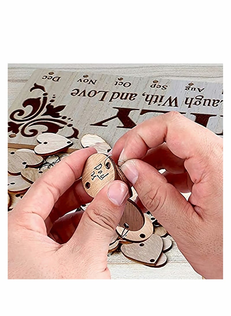 SYOSI هدايا للأم والجدة والأب من الابنة والابن DIY خشبية للعائلة عيد ميلاد تذكير التقويم الجدار شنقا مع 100 علامة تتبع أعياد الميلاد الأمهات الآباء يوم الزينة  - Image 5