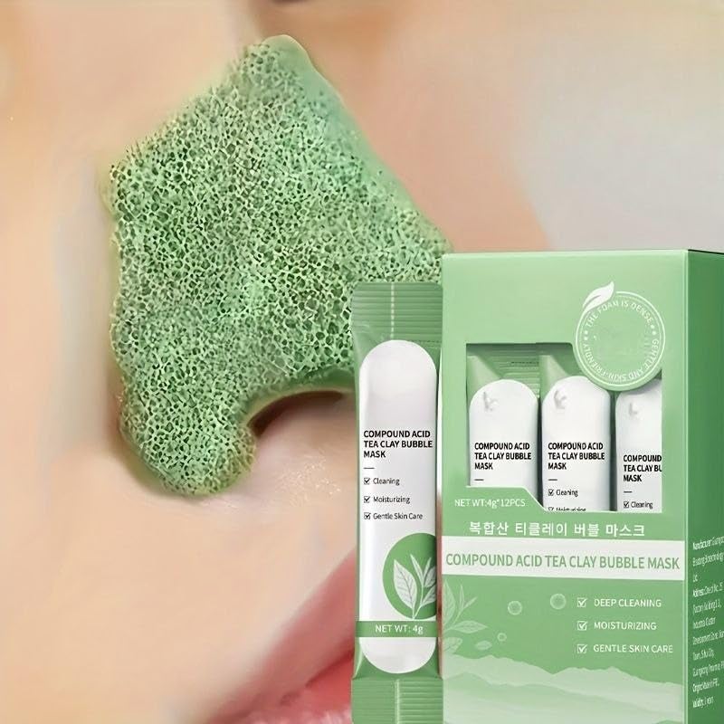 Aspeona 8Pcs Green Tea Purifying Clay Mask Bubble Face Mask for Purifying Deep Cleansing Blackhead Removal Deep Pore Cleansing Moisturizing Skin Firming for Men and Women - Image 1