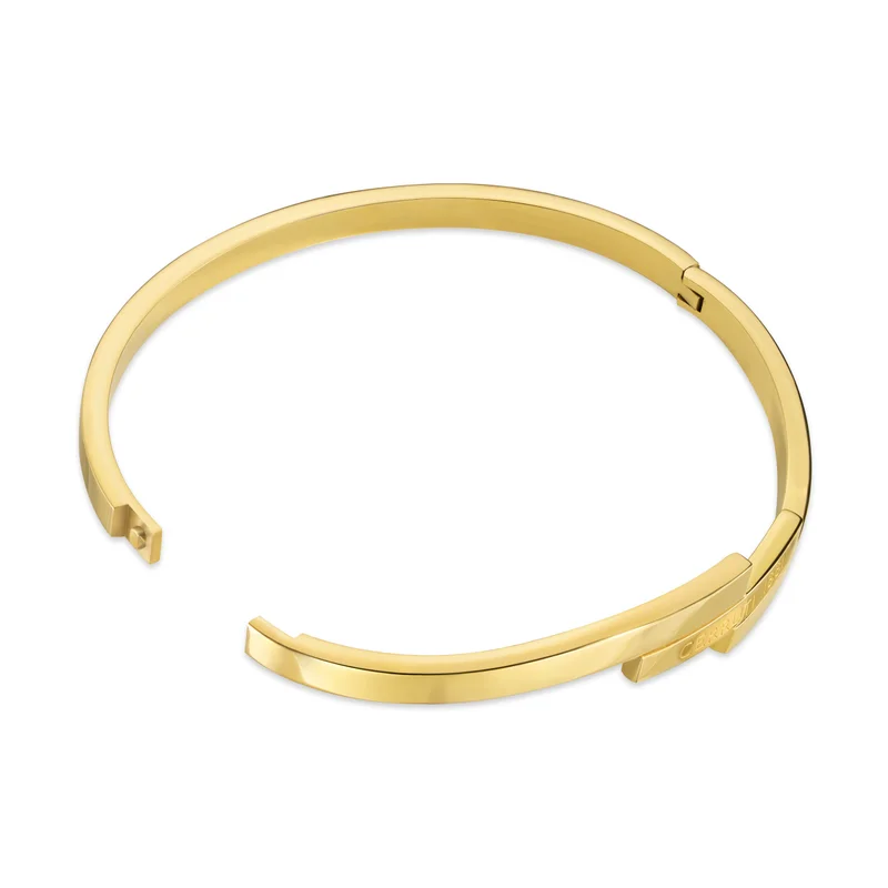 CERRUTI 1881 Matilde Triple-Layer Bangle ,Gold-Plated Sleek Design with Signature Log, Modern Luxury Jewelry for Women