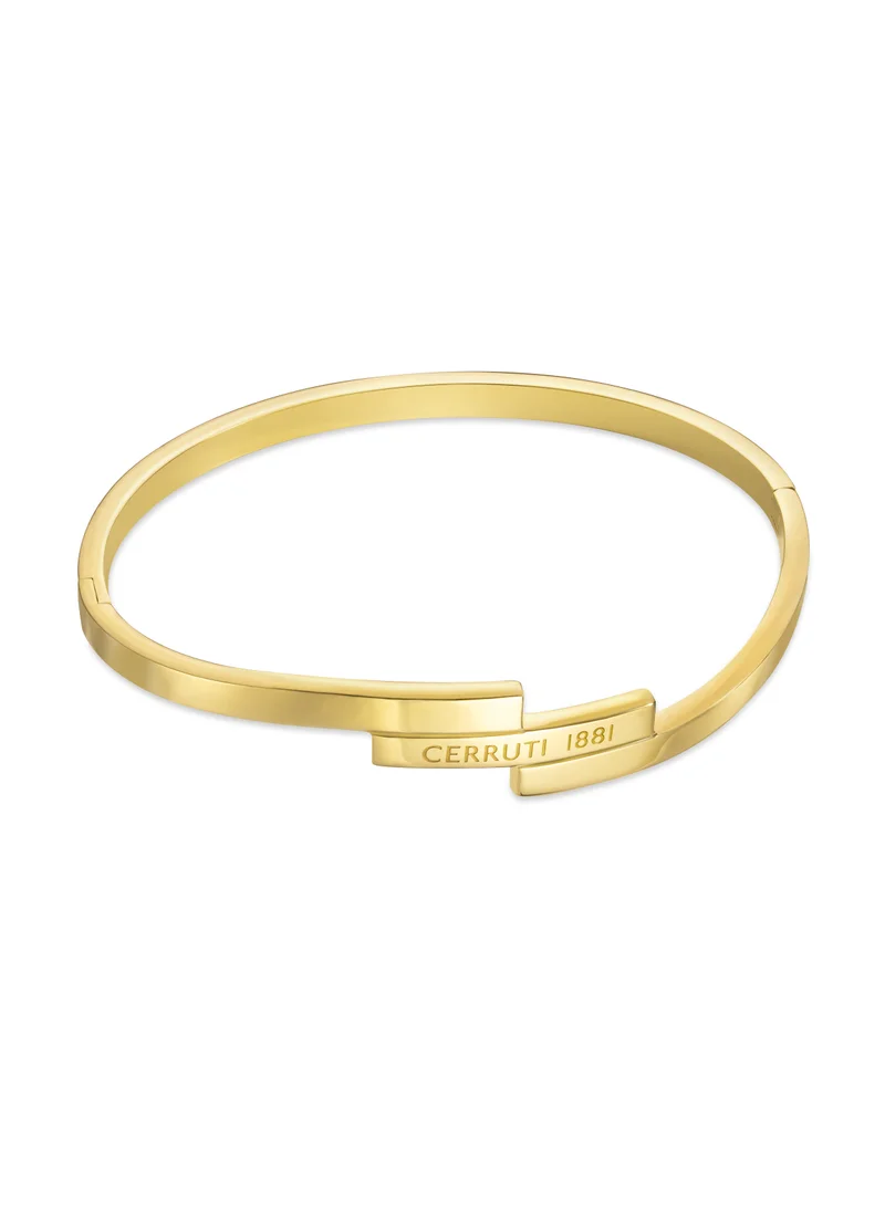 CERRUTI 1881 Matilde Triple-Layer Bangle ,Gold-Plated Sleek Design with Signature Log, Modern Luxury Jewelry for Women