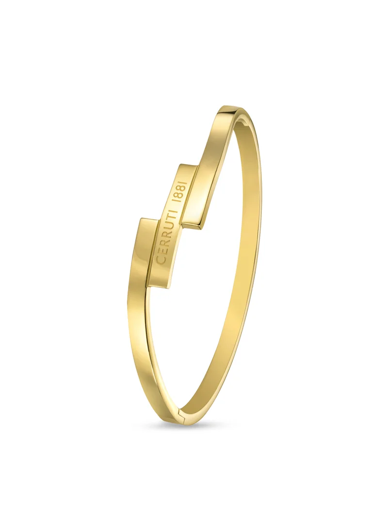 CERRUTI 1881 Matilde Triple-Layer Bangle ,Gold-Plated Sleek Design with Signature Log, Modern Luxury Jewelry for Women