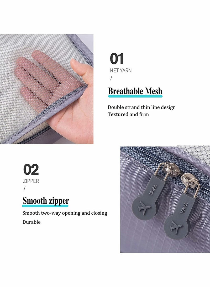 KASTWAVE Packing Cubes for Travel, 7 Set Luggage Organizers with Shoe Bag, Clothes Bag, Electronics Bag, Cosmetics Bag, Made with Wearable Waterproof Fabric, Packing Organizers for Travel Accessories (Gray) - Image 3
