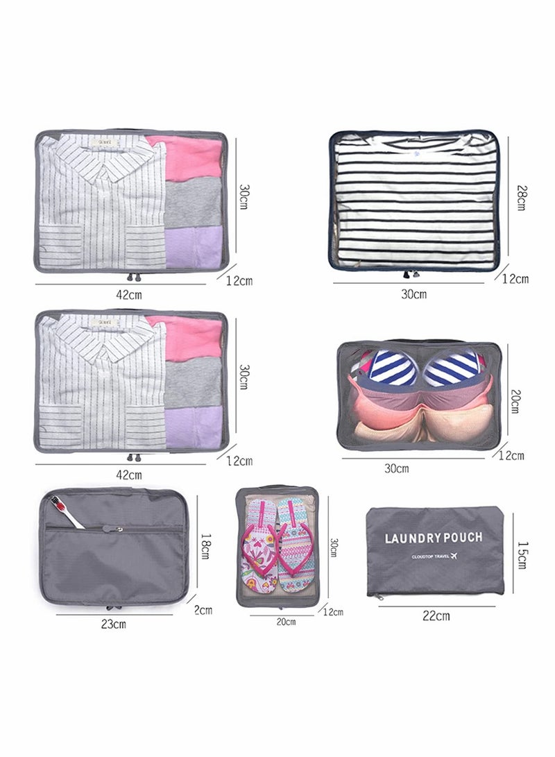 KASTWAVE Packing Cubes for Travel, 7 Set Luggage Organizers with Shoe Bag, Clothes Bag, Electronics Bag, Cosmetics Bag, Made with Wearable Waterproof Fabric, Packing Organizers for Travel Accessories (Gray) - Image 5