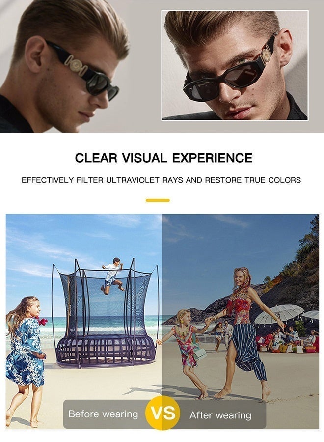 CIKJUK Rectangle Sunglasses for Women Men Retro Irregular Frame Sun Glasses Trendy Men's Women's Sunglass 90s Sun Glas Vintage Shades UV400 Protection Eyewear Black - Image 2