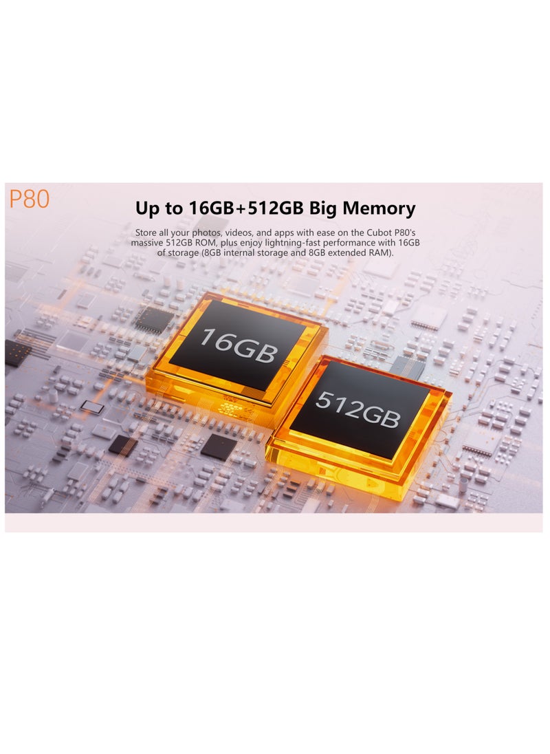 Cubot - Cubot P80 8GB+256GB, Global Version Smartphone Android 13, 6.583" FHD+ Screen Black - Image 1