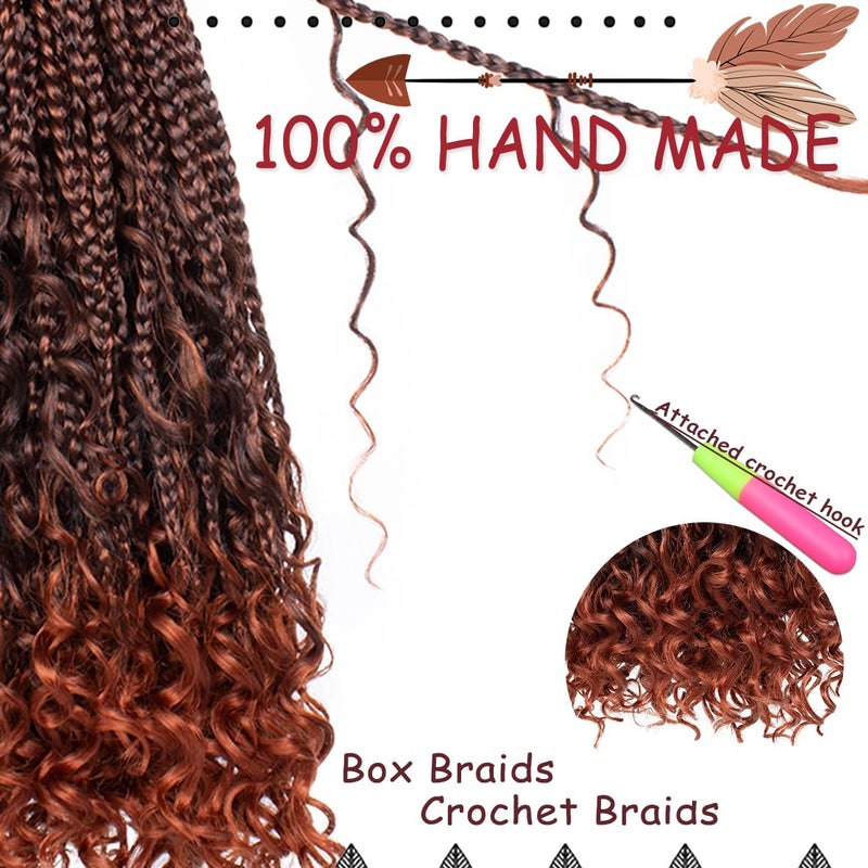 Beverlee 14 Inch Boho Box Braids - 8 Packs Goddess Braids with Curly Ends - Pre-looped Synthetic Crochet Hair for Black Women - 128 Strands - Image 4