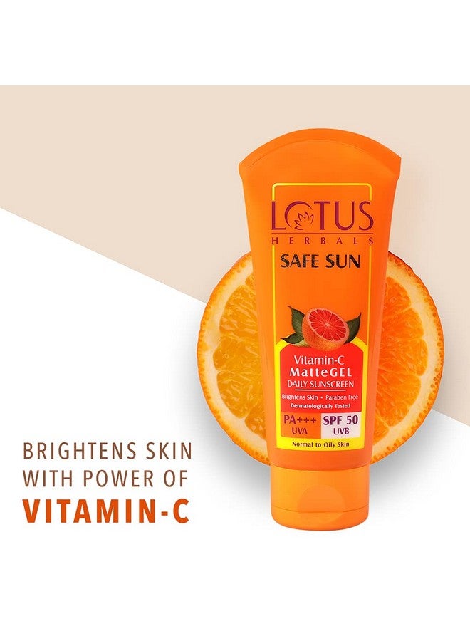 Lotus Herbals Safe Sun Vitamin C Matte Gel Daily Sunscreen Spf 50 Pa+++ Paraben Free Dermatologically Tested Anti Pollution Normaloily Skin 75G (Pack Of 1) - Image 3