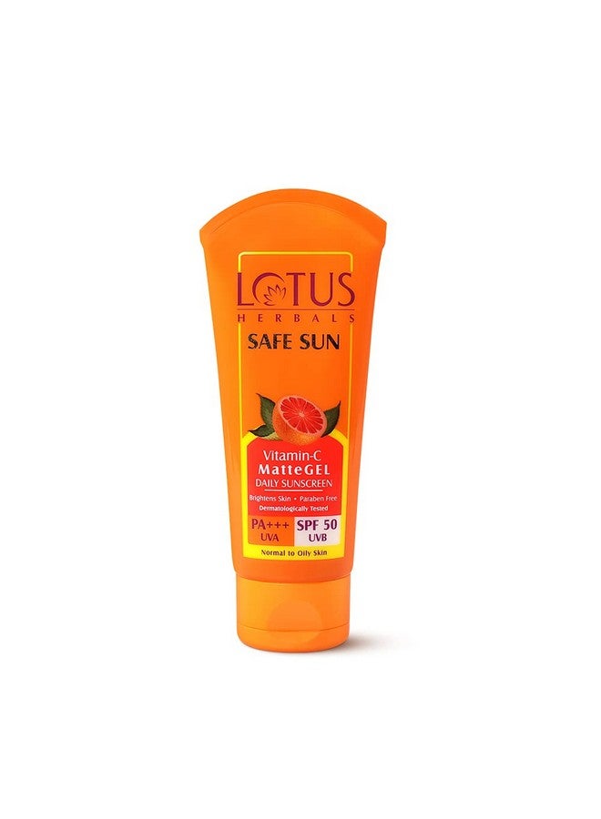 Lotus Herbals Safe Sun Vitamin C Matte Gel Daily Sunscreen Spf 50 Pa+++ Paraben Free Dermatologically Tested Anti Pollution Normaloily Skin 75G (Pack Of 1) - Image 1
