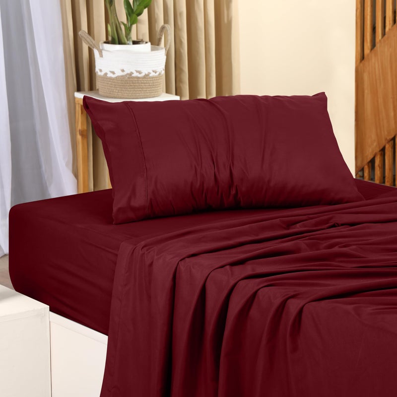 Utopia Bedding Twin Sheet Set â€“ 3 Piece Bed Sheets for Twin Size Bed, Soft and Breathable Microfiber, Includes 1 Fitted Sheet, 1 Flat Sheet and 1 Pillowcase (Burgundy) - Image 5