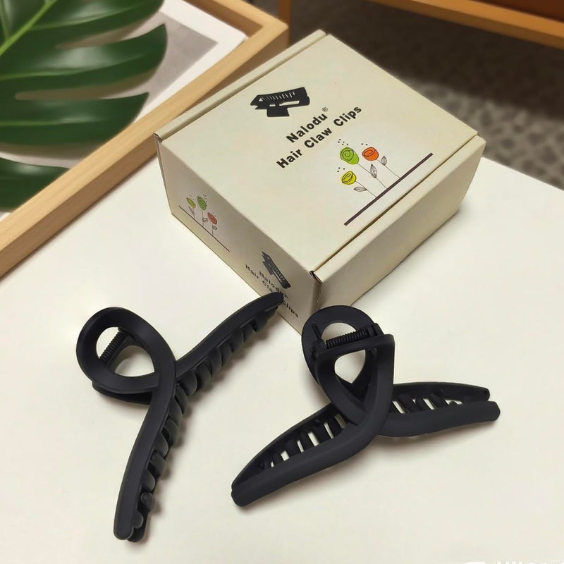 Nalodu 5 Inch Hair Claw Clips Extra Large No Slip Big Matte Jaw Butterfly Clip for Thin Fine Thick Hair Women, 2 Pack Black - Image 5