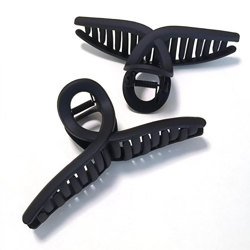 Nalodu 5 Inch Hair Claw Clips Extra Large No Slip Big Matte Jaw Butterfly Clip for Thin Fine Thick Hair Women, 2 Pack Black - Image 1