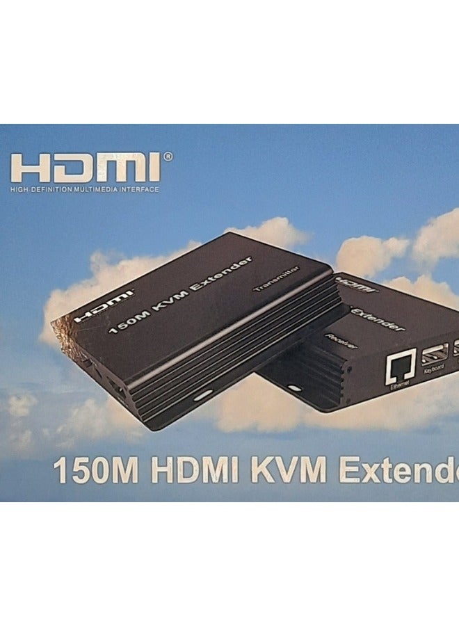 موسع HDMI 150M KVM | نقل إشارة لمسافات طويلة | يدعم USB وHDMI والأشعة تحت الحمراء | دقة 3840x2160 بتردد 30 هرتز - Image 1