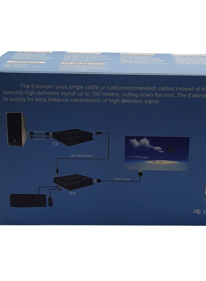 موسع HDMI 150M KVM | نقل إشارة لمسافات طويلة | يدعم USB وHDMI والأشعة تحت الحمراء | دقة 3840x2160 بتردد 30 هرتز - Image 2