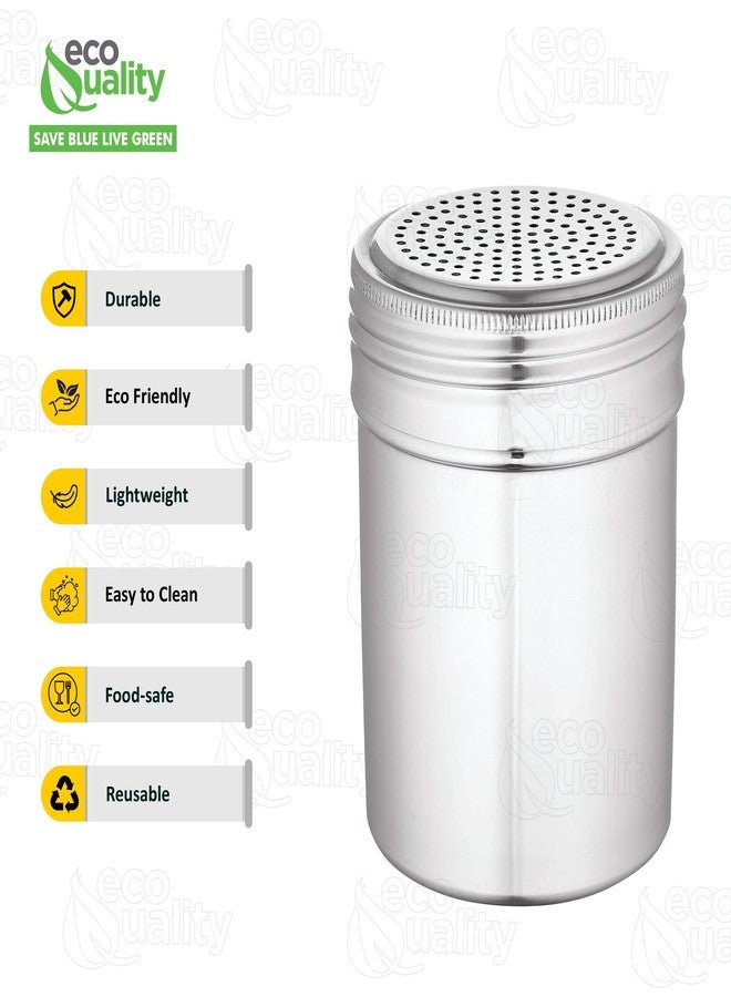EcoQuality [1 PACK] Stainless Steel Versatile Dredge Shaker Set 10 Ounce - Salt, Pepper, Sugar, Condiments, Oregano, Spices Shaker for Restaurants, Baking, Cooking (10oz) - Image 2