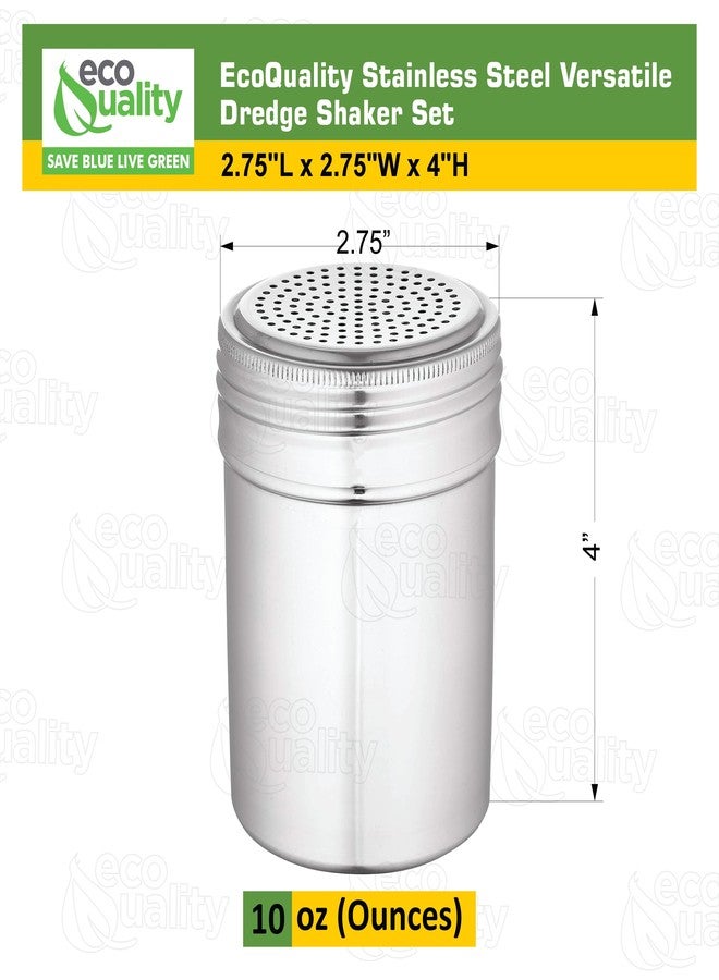 EcoQuality [1 PACK] Stainless Steel Versatile Dredge Shaker Set 10 Ounce - Salt, Pepper, Sugar, Condiments, Oregano, Spices Shaker for Restaurants, Baking, Cooking (10oz) - Image 3