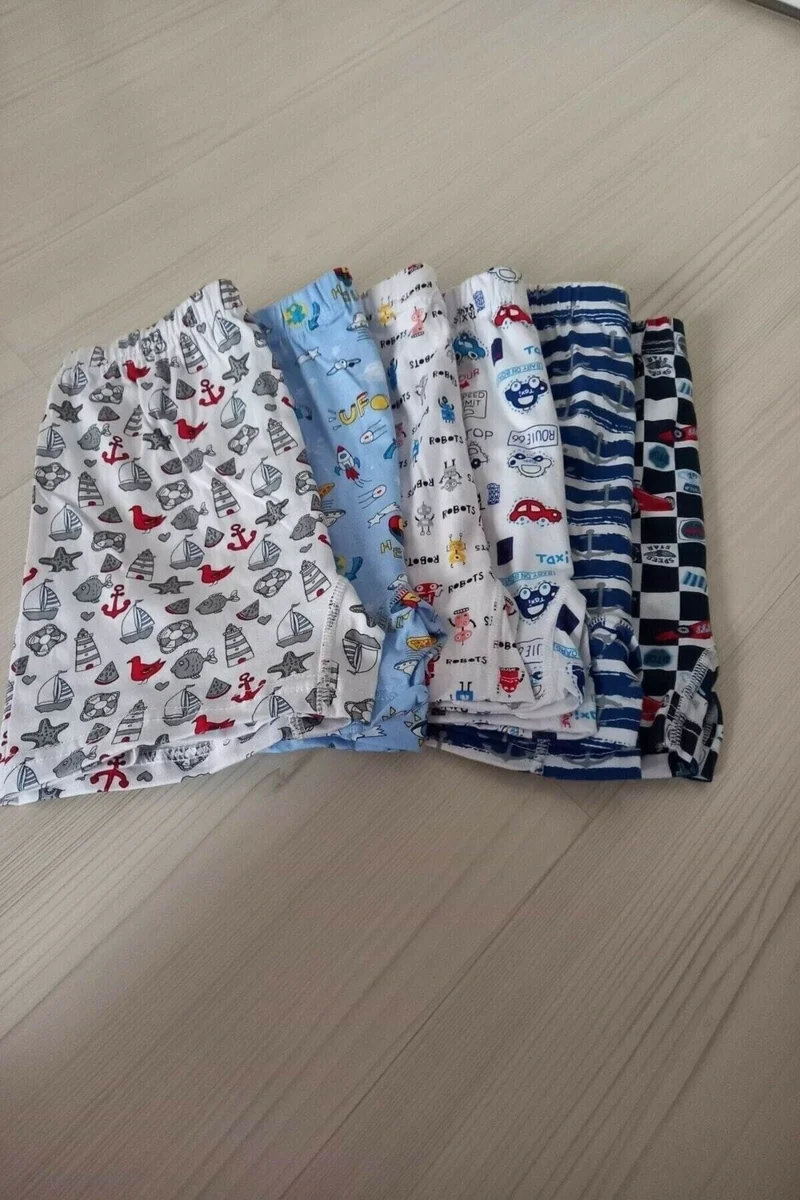 Tutku Elastane Patterned Printed Boy Boxer 6 Pack