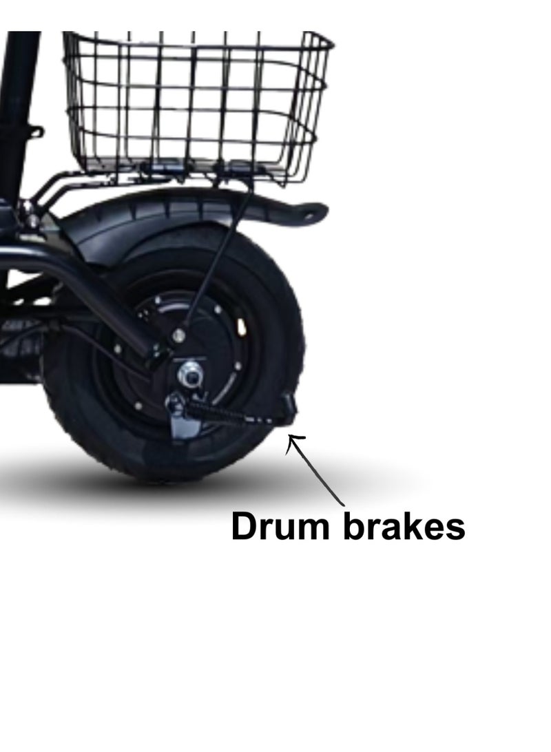 كاميل دراجة كهربائية ITQ-1 Pro للبالغين، بقدرة 350 واط، إطارات مقاس 10 بوصة، مدى يصل إلى 55 كم، مزودة بمرايا وسلة، باللون الأسود. - Image 3