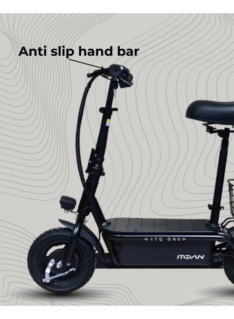 كاميل دراجة كهربائية ITQ-1 Pro للبالغين، بقدرة 350 واط، إطارات مقاس 10 بوصة، مدى يصل إلى 55 كم، مزودة بمرايا وسلة، باللون الأسود. - Image 5