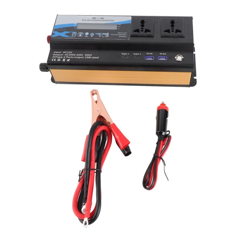 6000W Car Inverter Portable Power Converter - Overload Short Circuit Protection USB Power Inverters for Laptops Smart Phones Car Refrigerators - Low Noise Temperature Control Car Voltage Transformer f - Image 1