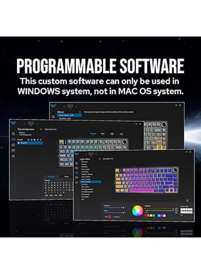 F75 Gasket Mechanical Keyboard, 75% Wireless Gaming Keyboard with Five-Layer Cushioning and Grip, Supports Bluetooth/2.4GHz/USB Type-C, Designed for Gaming (Light Blue, V3 Key - Green) - Image 2